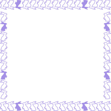 Easter bunny empty square frame. Spring Easter bunny rabbit silhouettes with empty space for your text. Baby shower designのイラスト素材