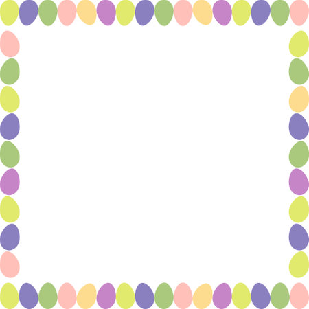 Easter eggs border frames with space for text. Border with decorated eggs on white background. Vector illustration with place for textのイラスト素材