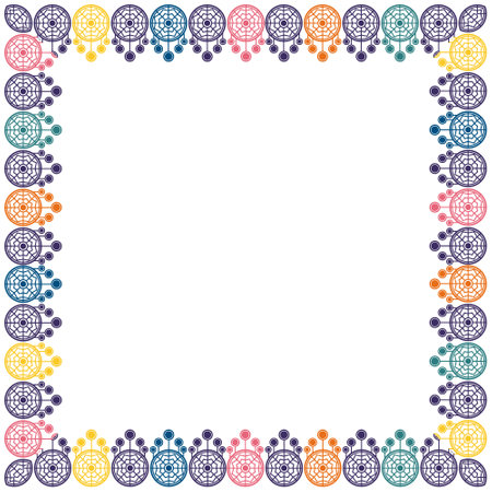 Dream catchers frame. hand drawn doodle amulets to protect sleep. Simple empty frame box. Hand drawn vector illustration isolated on white backgroundのイラスト素材