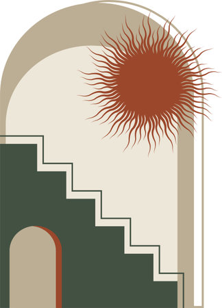 Sightseeing old city print. Abstract contemporary architecture vector elements. Isolated element for social media, print, stickersのイラスト素材