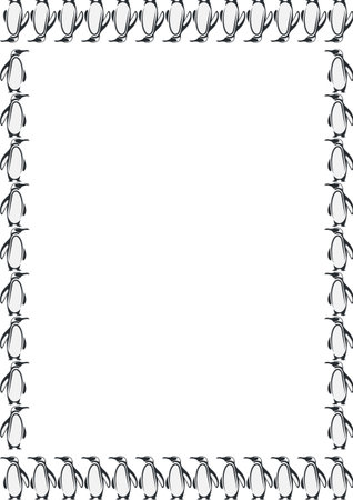 Penguin childish frame print. Nursery simple art design with empty space for your text. Baby shower design. Design for greeting card, print, poster, stickerのイラスト素材