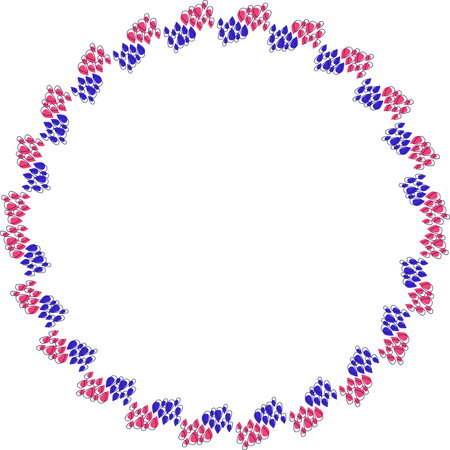 Doodle frame with colorful elements. Rain drops graphic template. Cute empty frame box. Hand drawn vector illustration isolated on white backgroundのイラスト素材