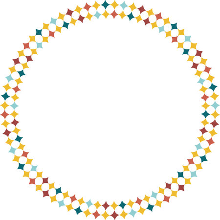 Vector colorful round frame for text. Modern Art graphic template. Geometric empty frame with space for your textのイラスト素材