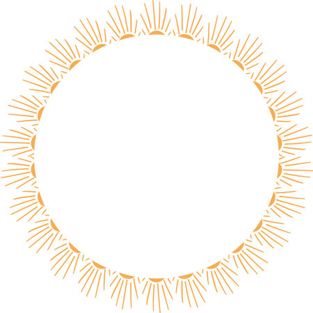 Retro starburst sun frame. Star round frame. Sunburst explosion star. Template with empty space for your text. Baby shower designのイラスト素材