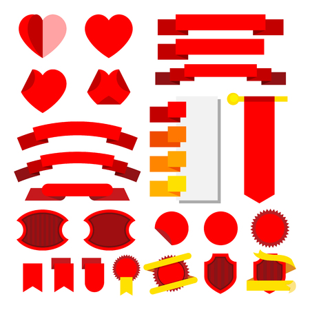 Set of  stripes and ribbons. Collor red. Icons. Vector illustration.のイラスト素材