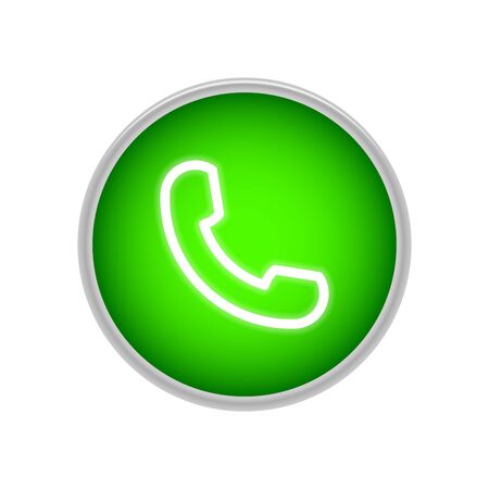 Green handset button for call completion. Element for social networks and messengers. Vector surround drawing. Call up. Illustration.のイラスト素材