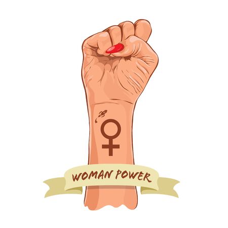 Female power. Women's holiday of women's equality. Feminism. March 8. Vector illustration.のイラスト素材