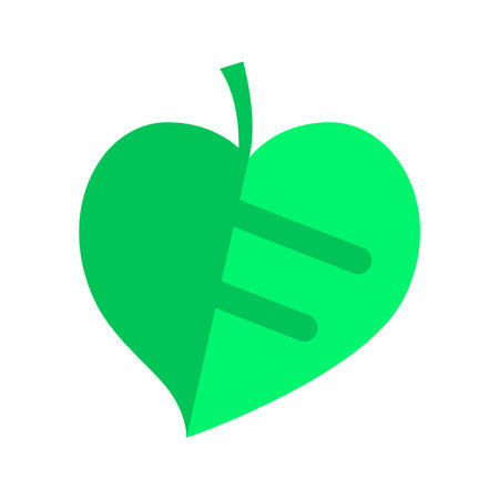 Green leaf icon in flat style. Vector stylized drawing. Illustration.