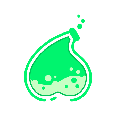Flask for chemical experiments. Vector drawing icons in flat style. Illustration.のイラスト素材