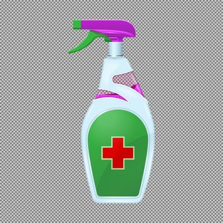 Hand sanitizers. Medicine and healthcare. Bottle with a nozzle. Bottle. Aerosol. Realistic illustration. Is isolated. Vector. Draw.のイラスト素材