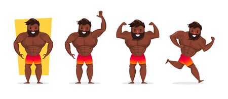 Muscular dark-skinned handsome manのイラスト素材