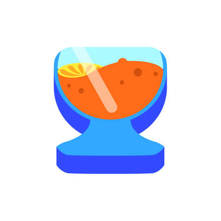 Glass with orange juice. Summer cool drink. Icon flat style. isolate. vector illustration.のイラスト素材