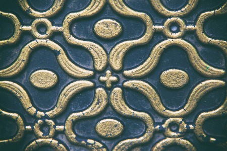 oriental pattern, golden on a dark background Textureの写真素材