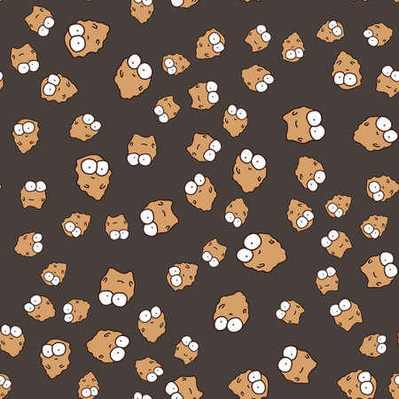 Yeast cartoon seamless vector pattern on dark background. Baking doodle.のイラスト素材