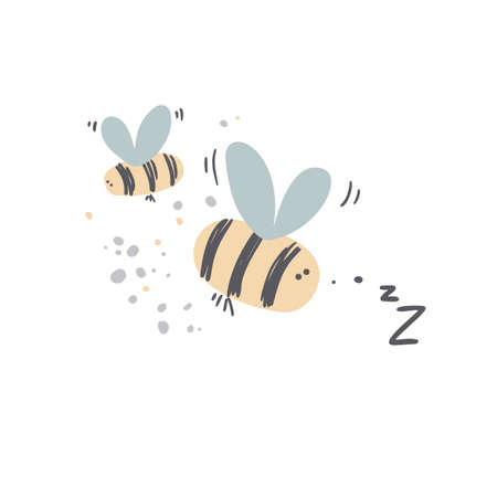Cute honey bees vector illustration on whiteのイラスト素材