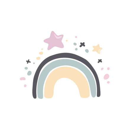 Cute cartoon rainbow vector illustration isolated on whiteのイラスト素材