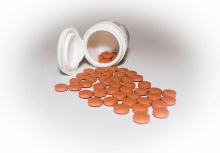 medicine tablets on a light backgroundの写真素材