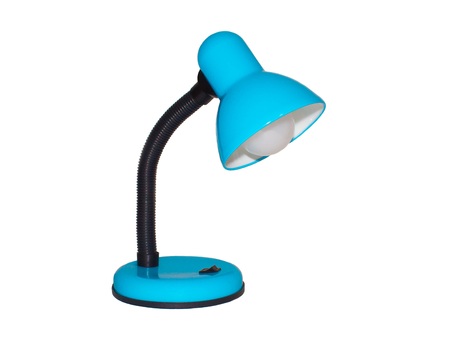 blue table lamp on white backgroundの写真素材