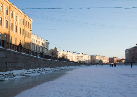 granite embankment of the Fontanka Petersburg, Russiaのeditorial素材