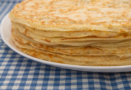 pancakes on a white plate close-upの写真素材