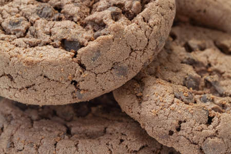 Stack chocolate cookies with choco crisps macroの写真素材
