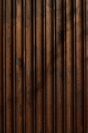 Varnished wooden brown wall surface texture vertical