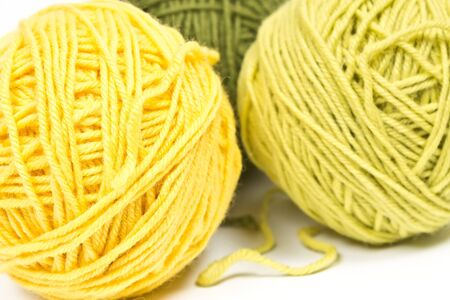 three tangle of wool yarnの写真素材