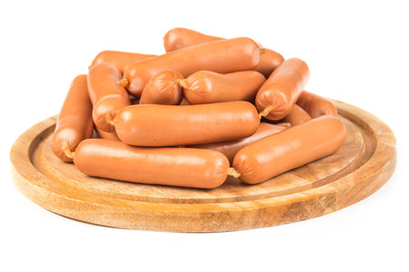 Raw  sausage meat isolated on white backgroundの写真素材