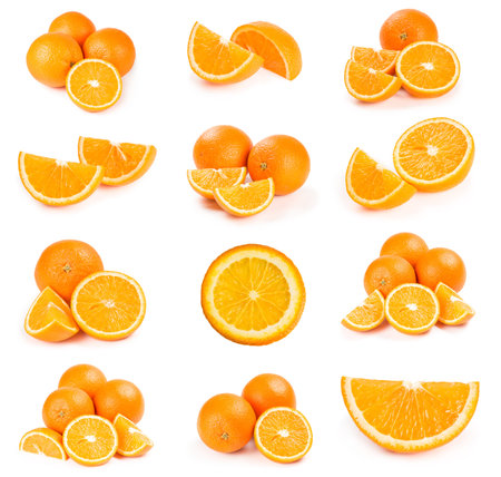 Set of orange isolated on white background