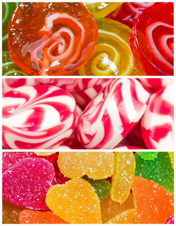 Collage of different colorful  candy and sweetsの写真素材