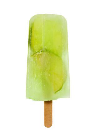 Lime fruit ice pop isolated on white background. Fruit ice.の写真素材
