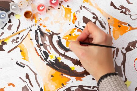 Drawing by numbers as a way of spending leisure time. Picture by numbers.の写真素材