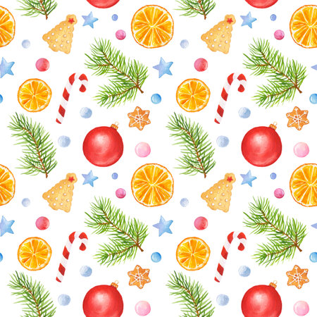 Christmas gingerbread cookies, tree branches, candy cane, orange and other Christmas elements....