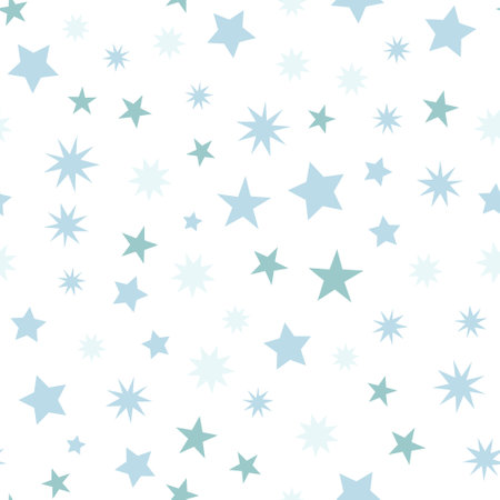 Simple irregular seamless vector pattern with stars isolated on white bachground. Can be used for fabric, wrapping paper, scrapbooking, textile and other design.のイラスト素材