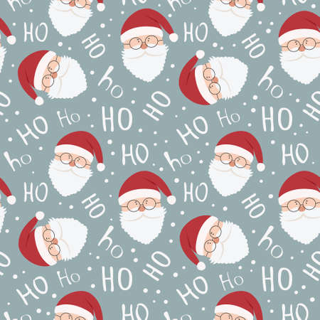 Christmas seamless pattern with Santa Claus and snowflakes. Can be used for fabric, wrapping paper, scrapbooking, textile, poster, banner and other christmas design. flat style.のイラスト素材