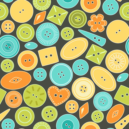 Colorful buttons seamless pattern, vector