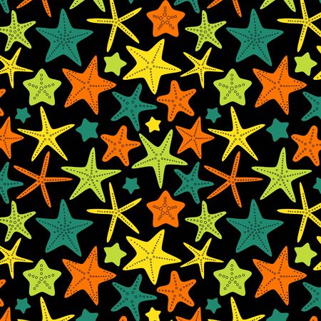 Colorful starfish seamless pattern, vectorのイラスト素材