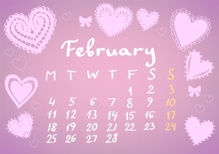 February 2013 calendar sheetのイラスト素材