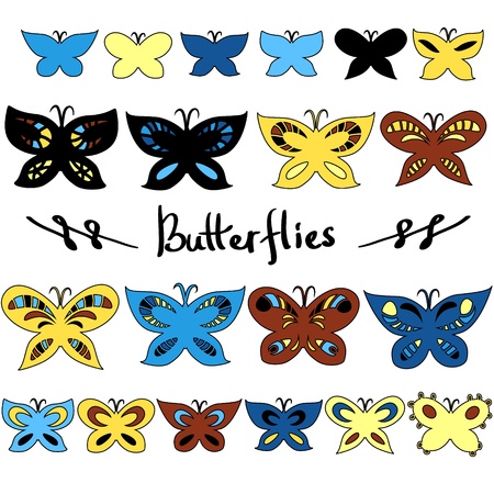 Colorful butterflies design elements set, vectorのイラスト素材
