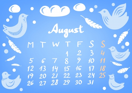 August 2013 calendar sheet, vectorのイラスト素材