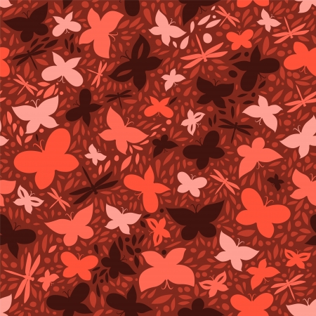 Colorful red butterflies seamless patternのイラスト素材