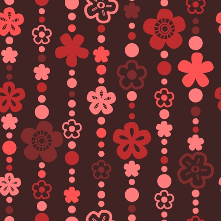 Red bead and flower vertical threads seamless patternのイラスト素材