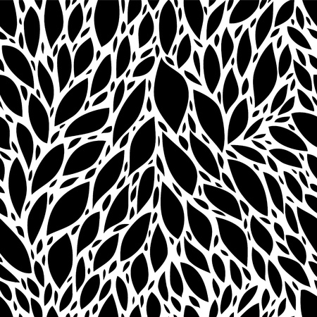 Black and white leaves seamless pattern