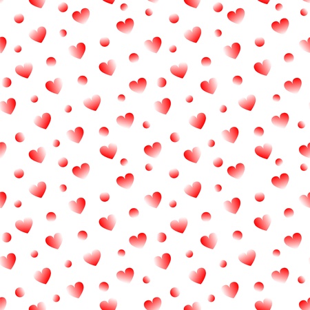 Red hearts and dots on white seamless pattern, vectorのイラスト素材