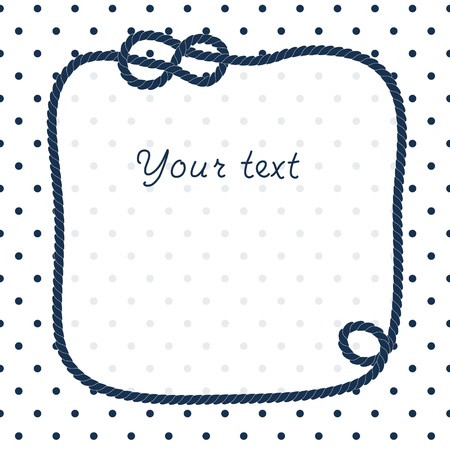 Navy blue rope knots frame for your text on dots white background, vectorのイラスト素材