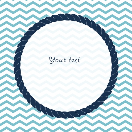 Round navy blue rope frame background for your text on chevronのイラスト素材