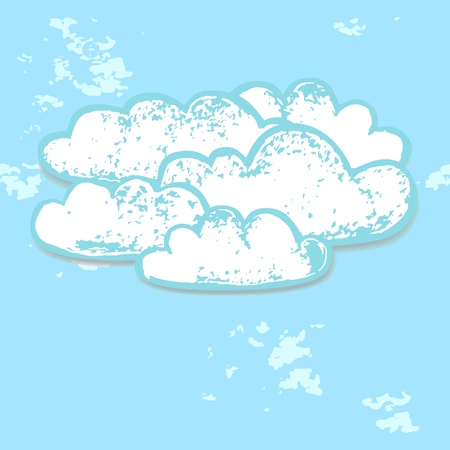 White clouds in the blue sky paper grunge background, vectorのイラスト素材