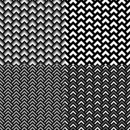 Black and white geometric overlapped squares seamless pattern set, vectorのイラスト素材