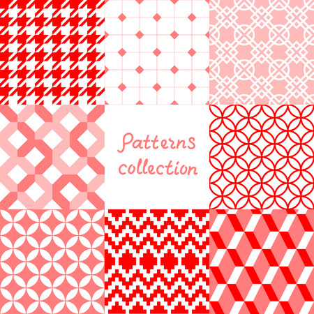 Red pink and white geometric seamless patterns collection, vectorのイラスト素材