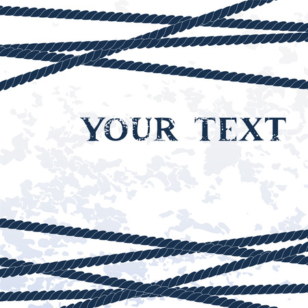 Navy blue ropes on white grunge background for your text, vectorのイラスト素材